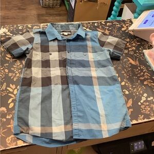 Burberry Blue and Black Checkered Shirt